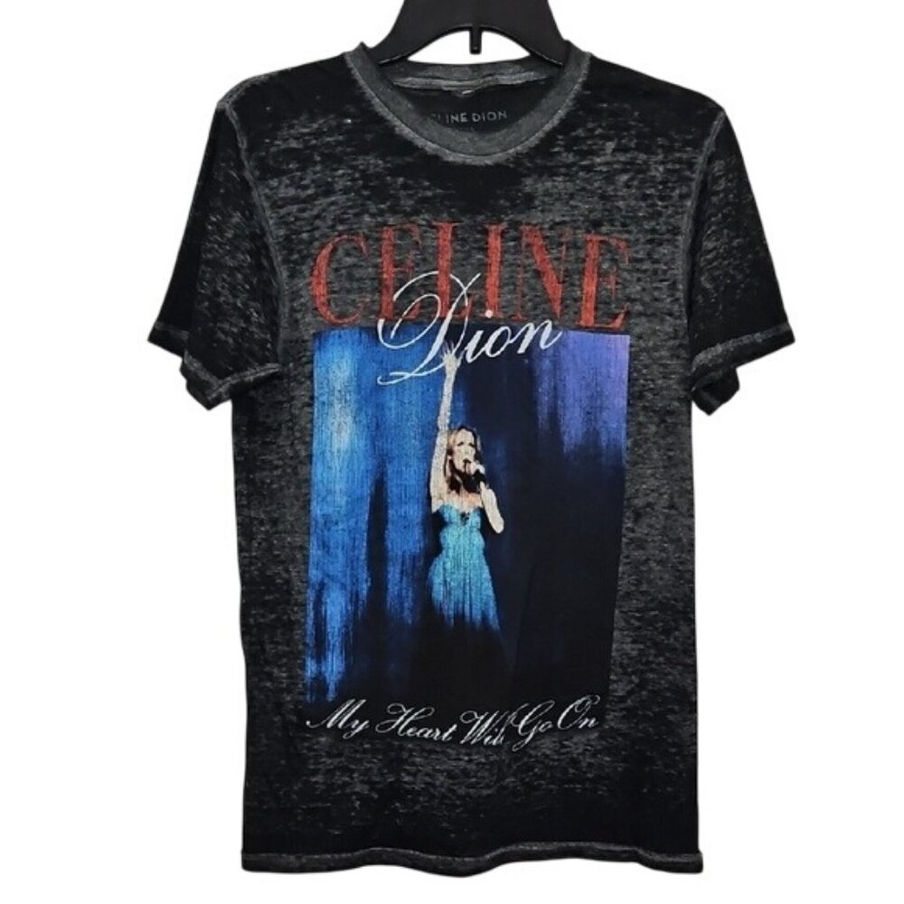 Celine Dion My Heart Will Go On Graphic Short Sleeve Burnout T-shirt Small New